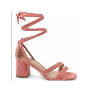 BCBGENERATION Womens Pink Padded Deena Round Toe Block Heel Leather Sandals 7